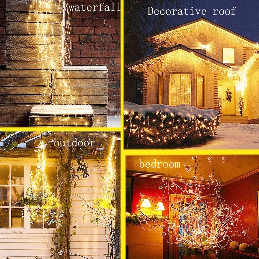 220 LED Solar Firefly Bunch Lights, 8 Flashing Modes, Fairy Copper Wire Waterproof String Light, Decorative Vine Solar Watering Can Light, Outdoor Garden Christmas Decor Lights (Warm White)