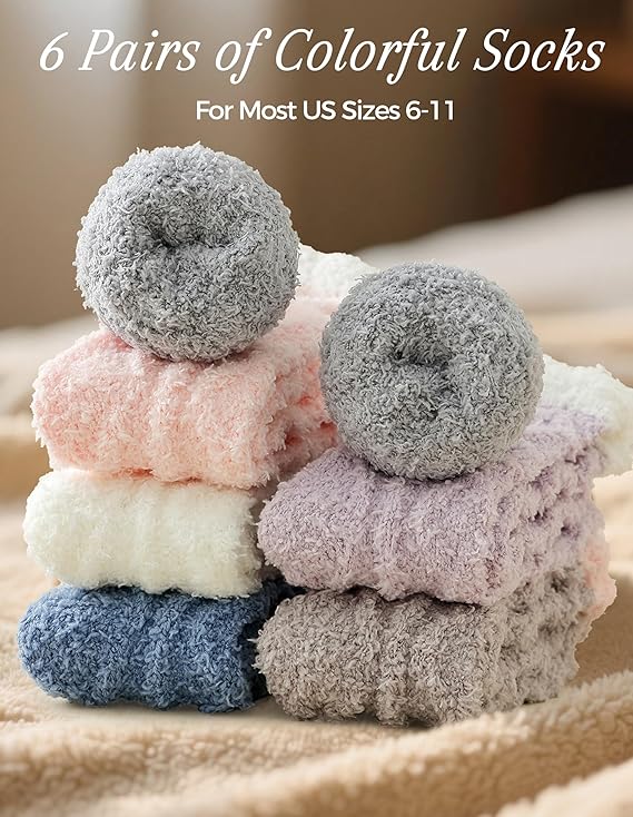 TEHOOK Warm & Cozy Valentines Gifts for Women, Fluffy Fuzzy Plush Sleeping Slipper Socks - Soft Warm Fabric