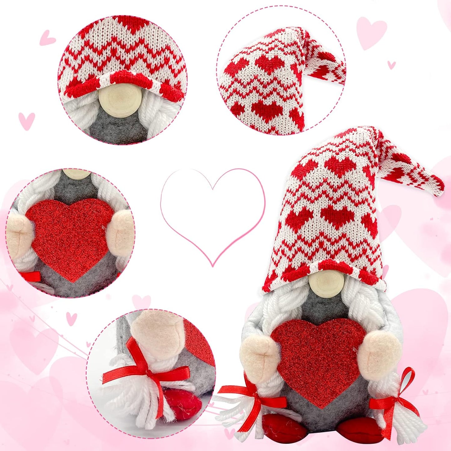 Valentines Day Decor - Valentines Day Decorations - Red Valentine Couple Plush Gnomes Decorations for Home, Office - Valentine's Gifts for Her, Wife, Women - Romantic Anniversary Vday Wedding Gift