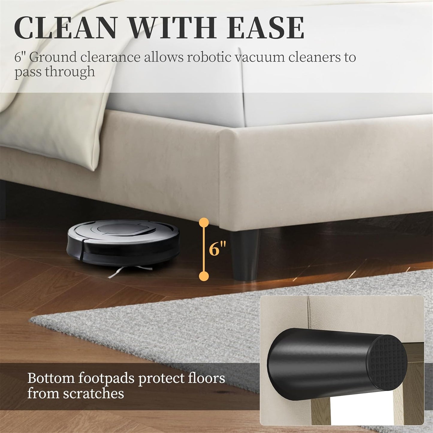 Yaheetech Queen Bed Frame Upholstered Platform Bed with Wing Side/Wooden Slat Support/Tufted Headboard with Wing Side/Mattress Foundation/No Box Spring Needed,Beige Queen Bed