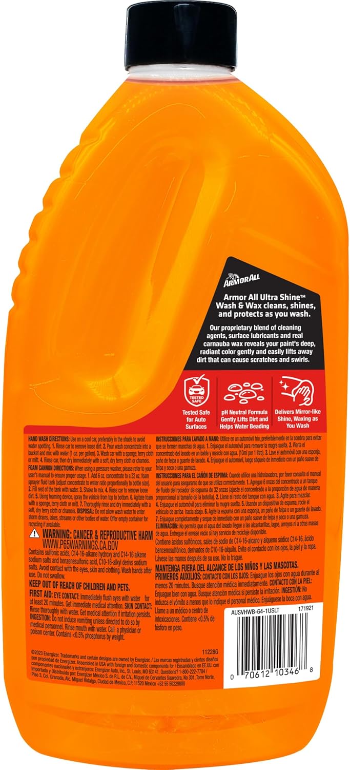 Armor All Ultra Shine Car Wash and Car Wax by Armor All, Cleaning Fluid for Cars, Trucks, Motorcycles, 64 Fl Oz Each