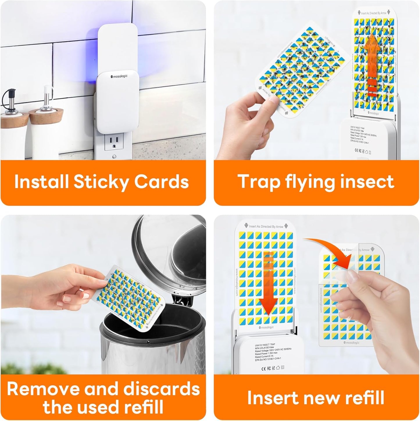 Mosalogic Fruit Fly Traps for Indoors Gnat Trap for House Indoor-600 Sqft Protection Area UV Fly Insect Trapper for Fruit Flies，Gnat，Mosquito，and Other Flying Insect Plug in Bug Killer White