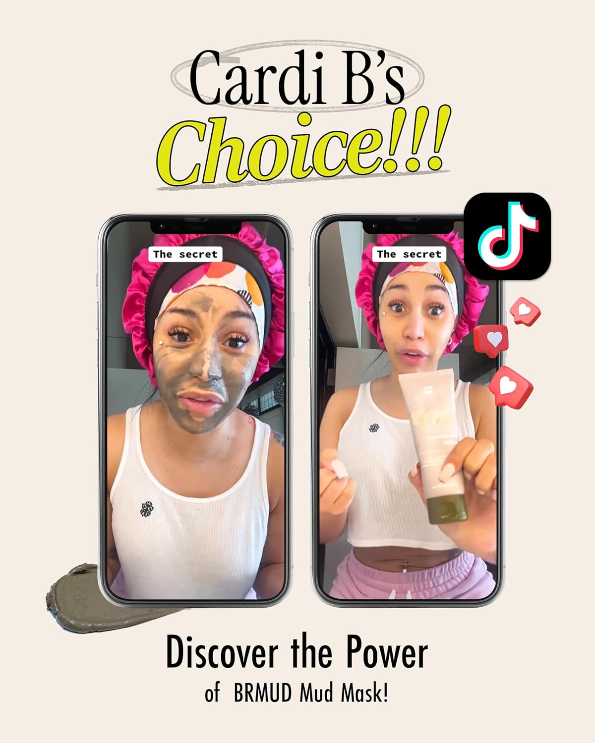 Cardi B Relief Mud Mask - Hydrating Face & Body Pore Cleanser w/ 91.8% Naturals - Cart Shape