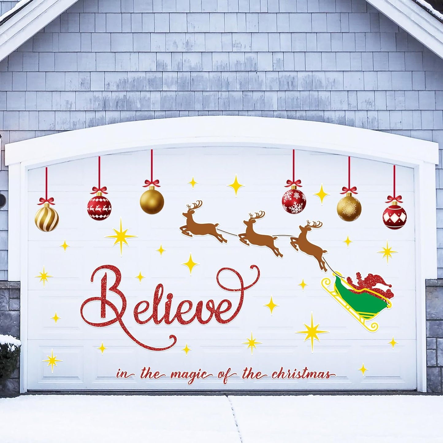 45PCS Christmas Garage Door Decorations Magnets - Believe Santa Reindeer Xmas Holiday Refrigerator Fridge Kitchen Decor