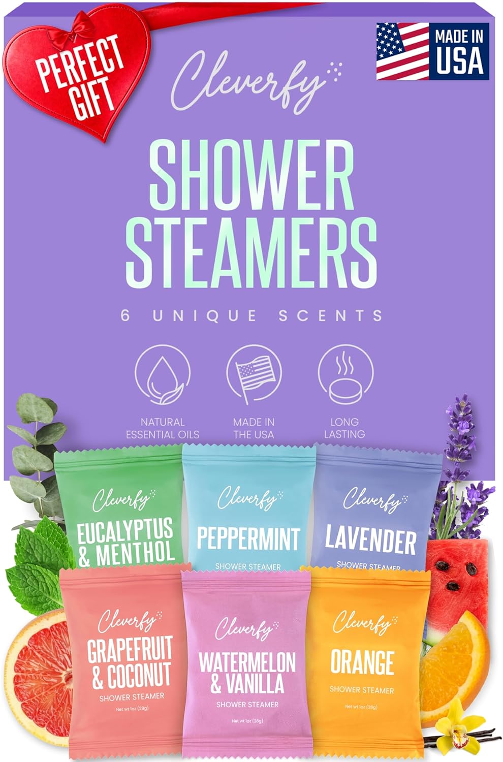 Cleverfy Shower Steamers Aromatherapy - Valentines Day Gifts for Her, Him, Women, Daughter, Mom, Girlfriend, Wife, Teen Girls and Boys - Valentines Gifts for Her, Him, Women and Men - 6 Tablets