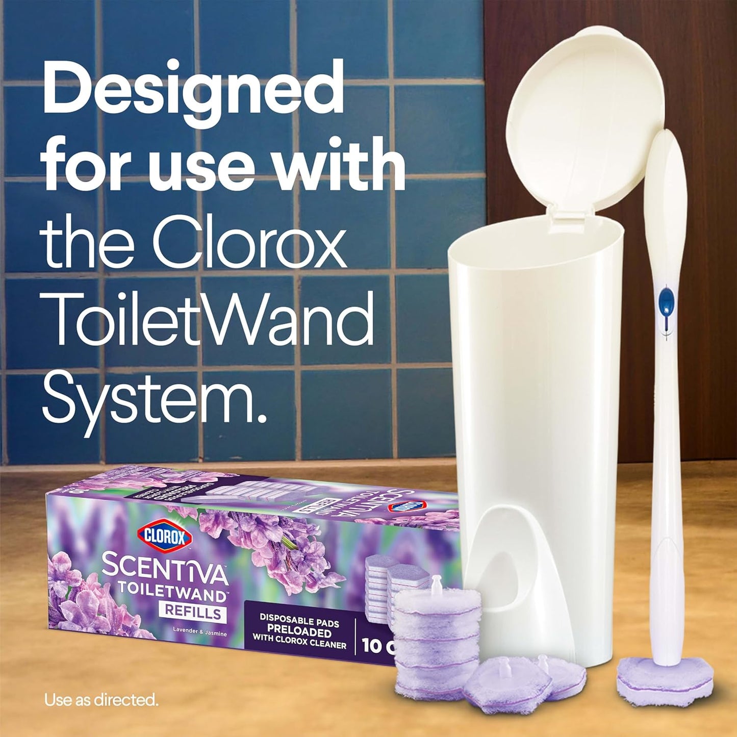 CLOROX Scentiva ToiletWand Refills, Lavender and Jasmine, Dorm Room Essentials, 10 Count