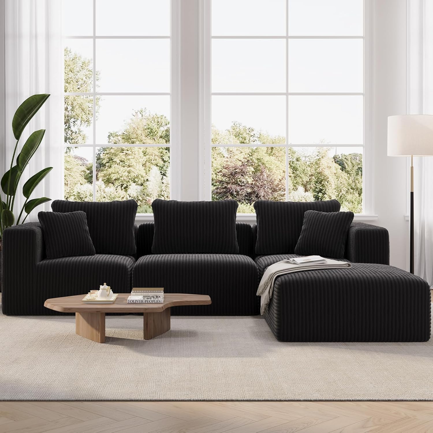 Novilla 106" Modular Sectional Sofa, Modern Cloud Sectional Couch with Smarts Coil Support, L-Shape Boneless Couch for Living Room Apartments Bedroom, No Assembly Required (3 Seater + 1 Ottoman)