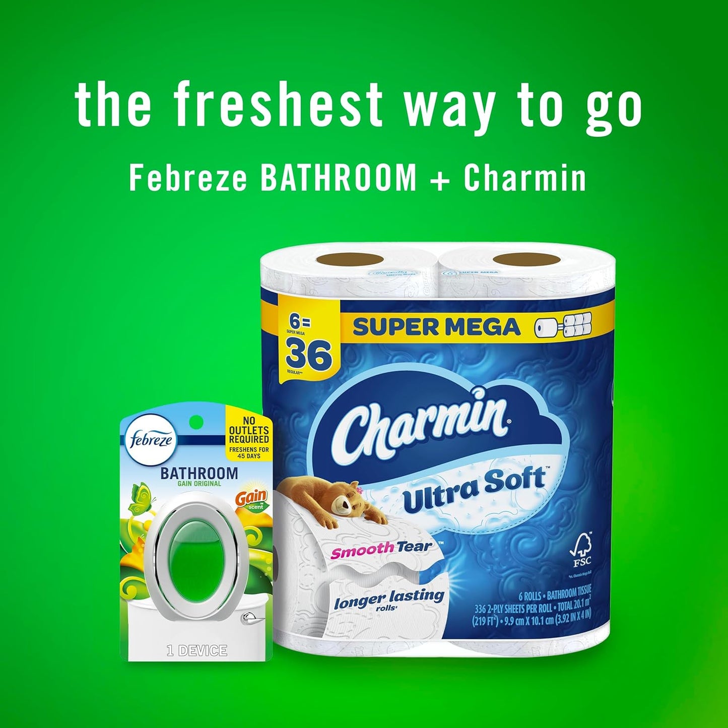 Febreze Bathroom Air Freshener, Odor-Fighting, Plug In Alternative, Air Fresheners for Home and Bathroom and Kitchen, Closet Air Fresheners, Gain Original Scent, 4 Count