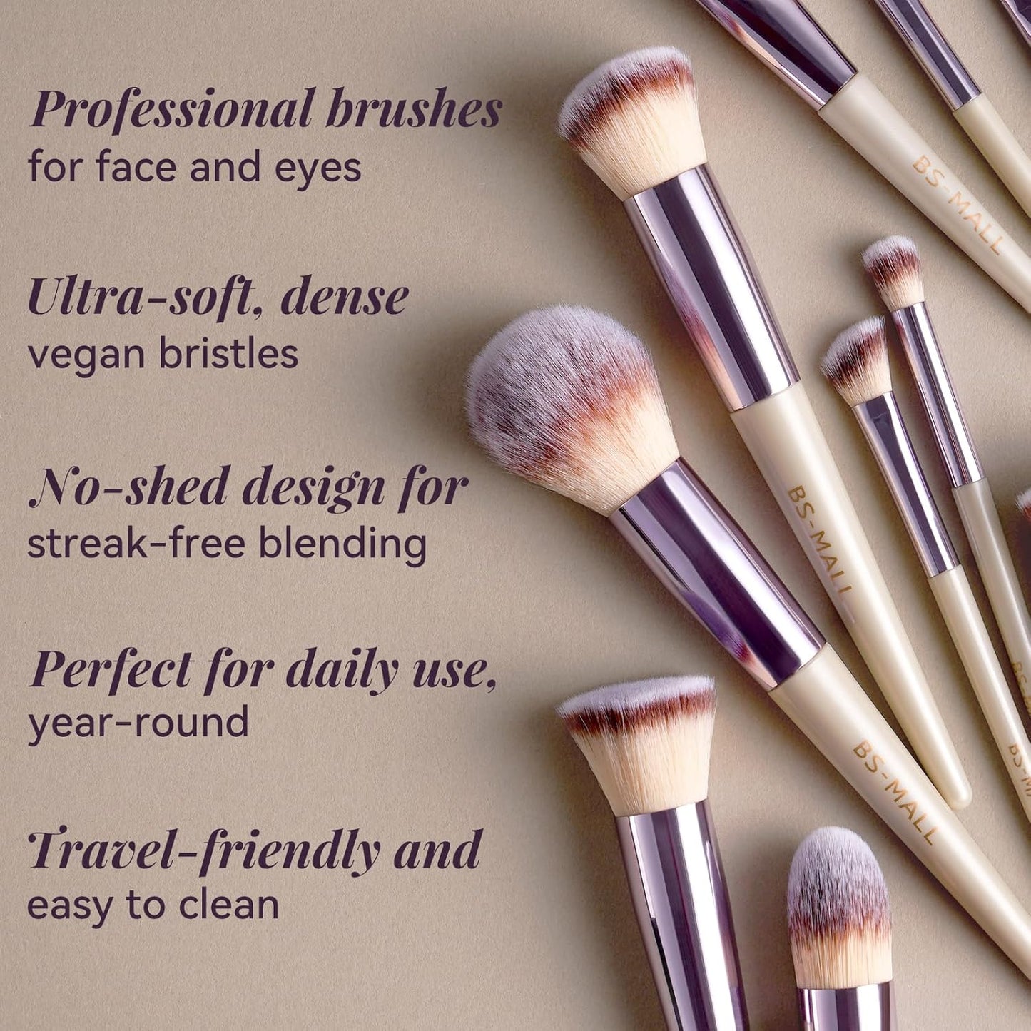 BS-MALL Makeup Brush Set 18 Pcs Premium Synthetic Foundation Powder Concealers Eye shadows Blush Makeup Brushes with black case