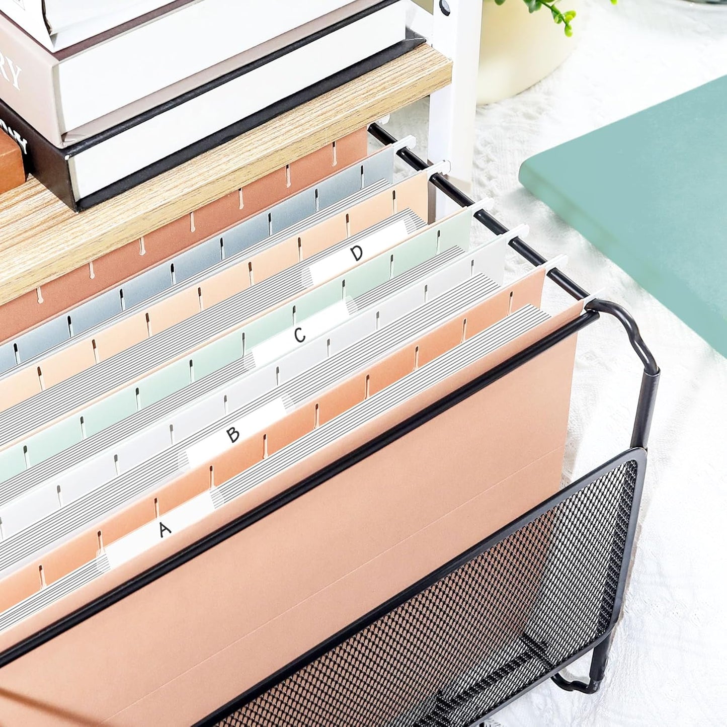 SUNEE 25 Count Hanging File Folders, Pastel Colors, Hanging File Folders Letter Size, Hanging Folders with 1/5-cut Tabs, Designed for Bulky Files, Filing Cabinets, Medical Charts