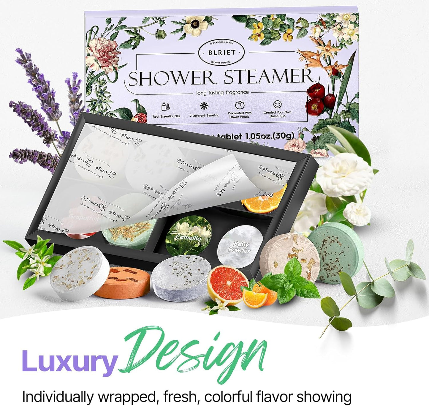 Shower Steamers Aromatherapy Blriet, Gifts for Women, Teen Girls, Wife, Her, Mom, Valentines Day Gifts Birthday Galentines Decoration Travel Essentials Self Care Home Spa Relaxation - 8 Pack