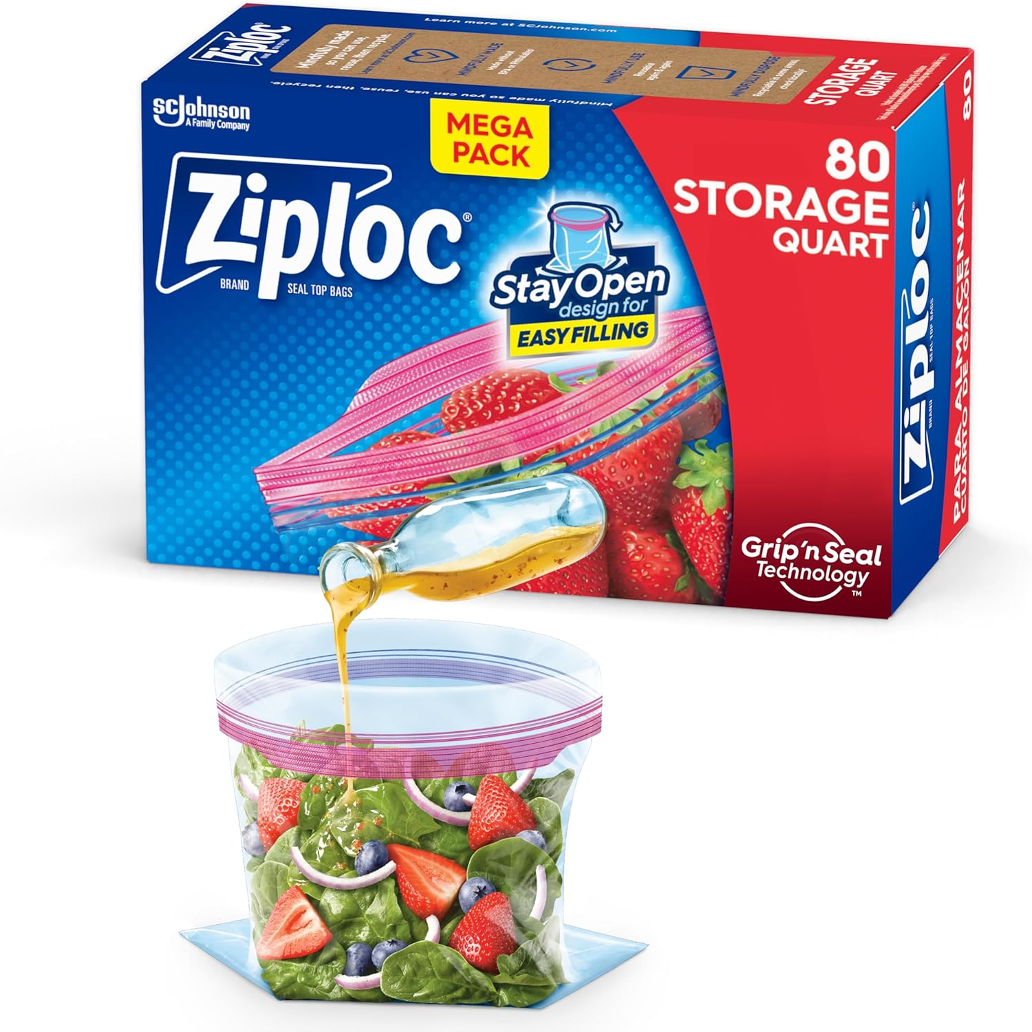 Ziploc Gallon Food Storage Slider Bags, Power Shield Technology for More Durability, 104 Bags Total
