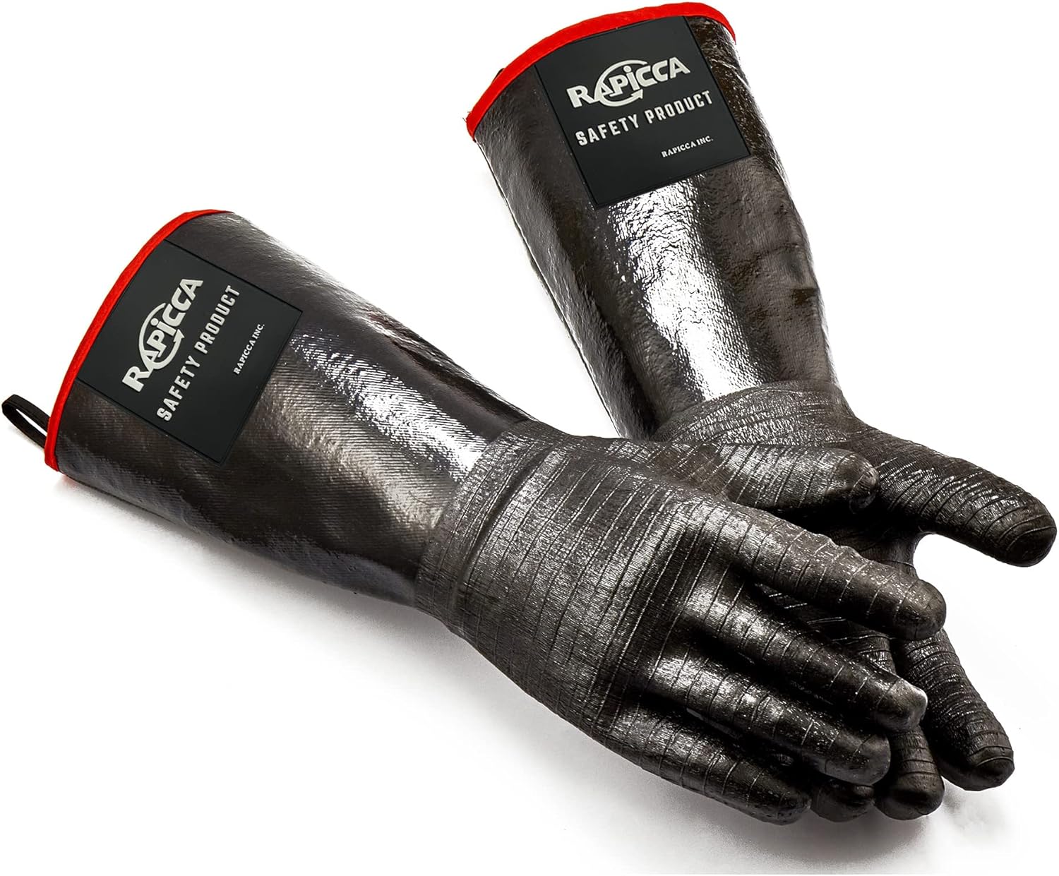 RAPICCA 932°F Heat Resistant BBQ Grill Gloves: Oil Resistant Waterproof for Smoking Grilling Cooking Barbecue Deep Frying Turkey Rotisserie Handling Hot Greasy Meat Stocking Stuffers - Long Sleeve