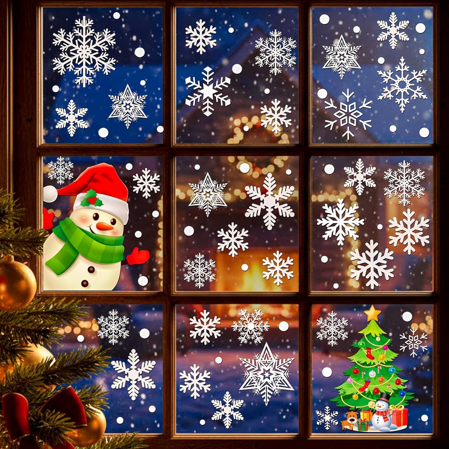 449PCS+ Christmas White Snowflakes Window Clings Decal Stickers Ornaments for Winter New Year Xmas Party Supplies Frozen Wonderland Decorations (10 Sheets)
