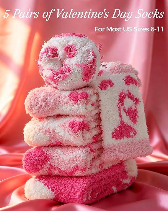 TEHOOK Warm & Cozy Valentines Gifts for Women, Fluffy Fuzzy Plush Sleeping Slipper Socks - Soft Warm Fabric