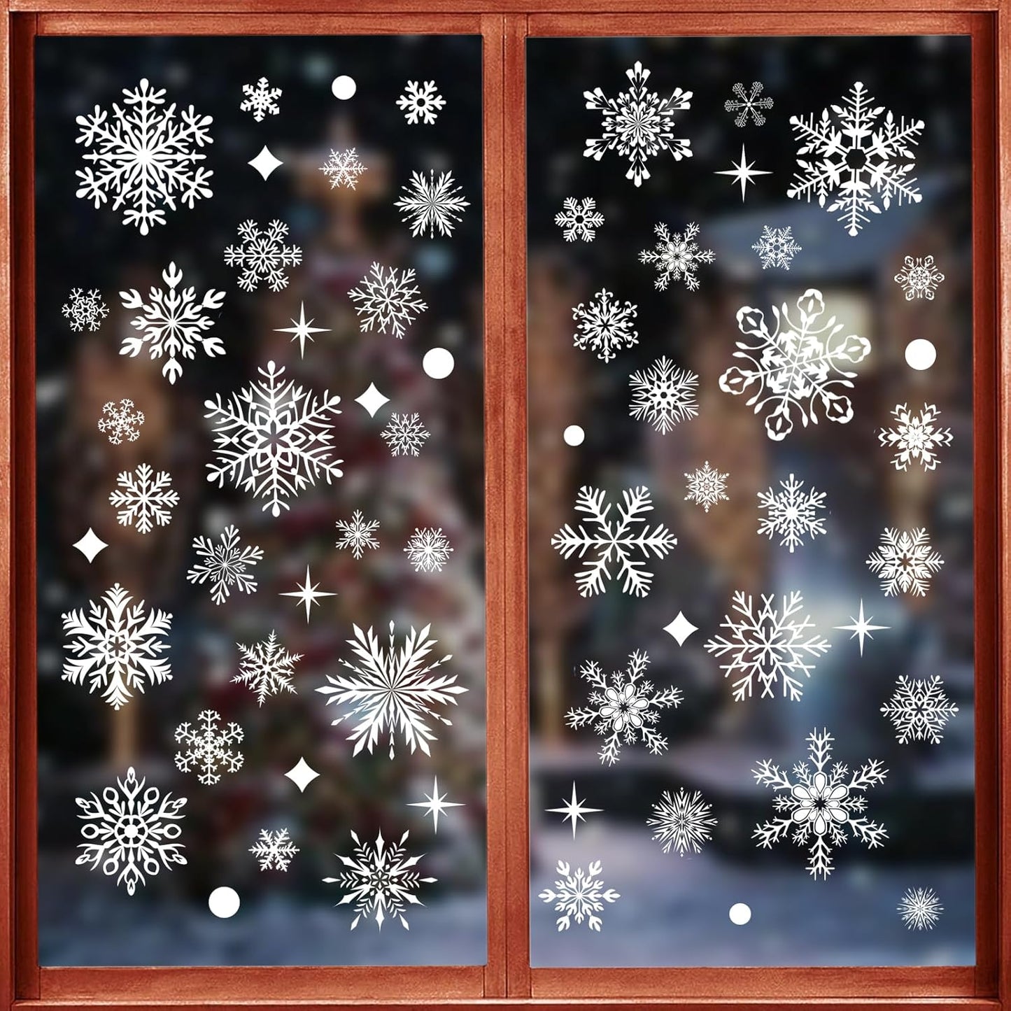 438Pcs Snowflake Window Cling Stickers for Christmas Decorations, 10 Sheets Christmas Window Clings of Different Shapes Xmas Decals for Glass Home Decor Indoor and Outdoor Party Supplies