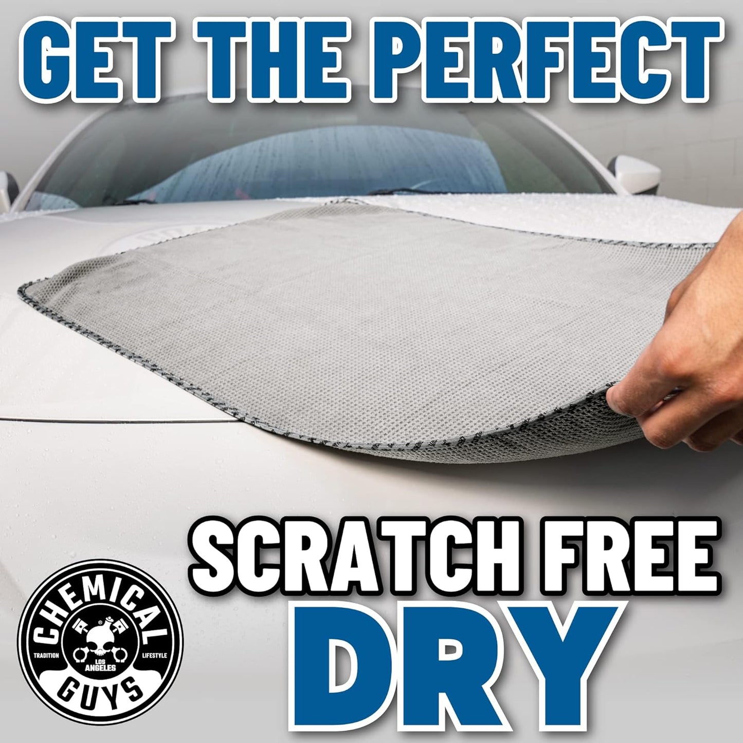 Chemical Guys Waffle Weave Gray Matter Microfiber Drying Towel - 25" x 36", 70/30 Blend with Silk Edging for Scratch-Free Car Drying, Ultra Absorbent and Safe for All Surfaces
