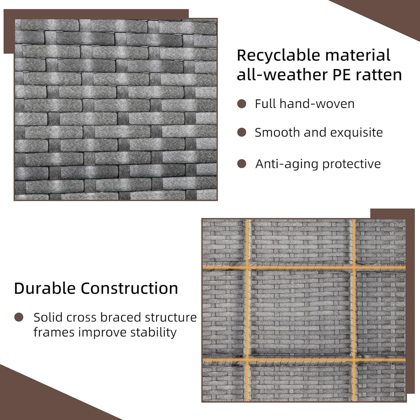 Shintenchi 4 Piece Patio Ratten Set Outdoor Furniture Set Wicker Conversation Set with Cushions and Tempered Glass Tabletop,Beige