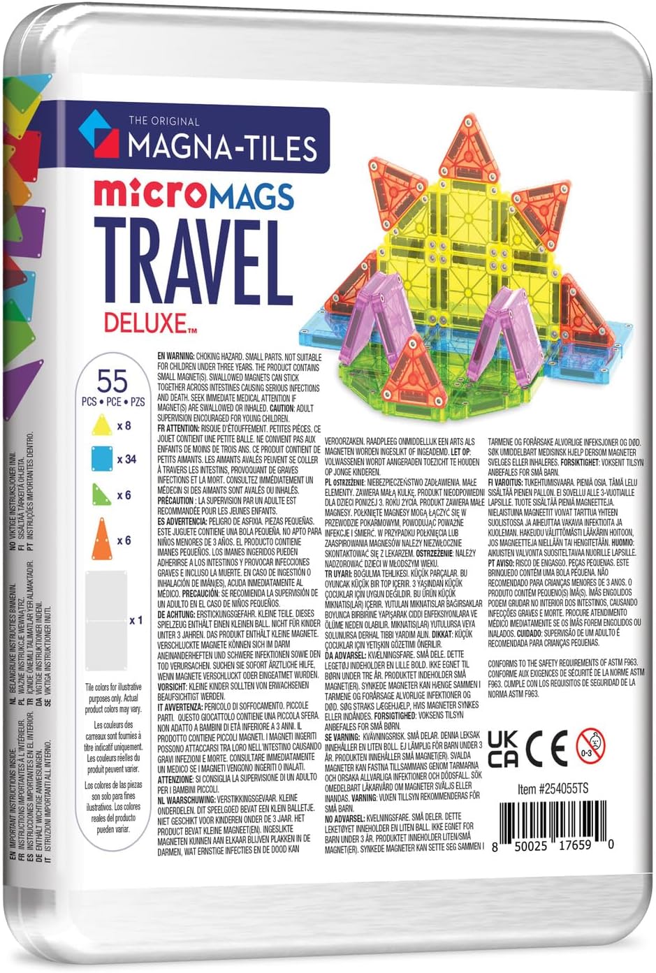 MAGNA-TILES microMAGS Travel Set Deluxe 55-Piece Magnetic Construction Set, The Original Magnetic Building Brand