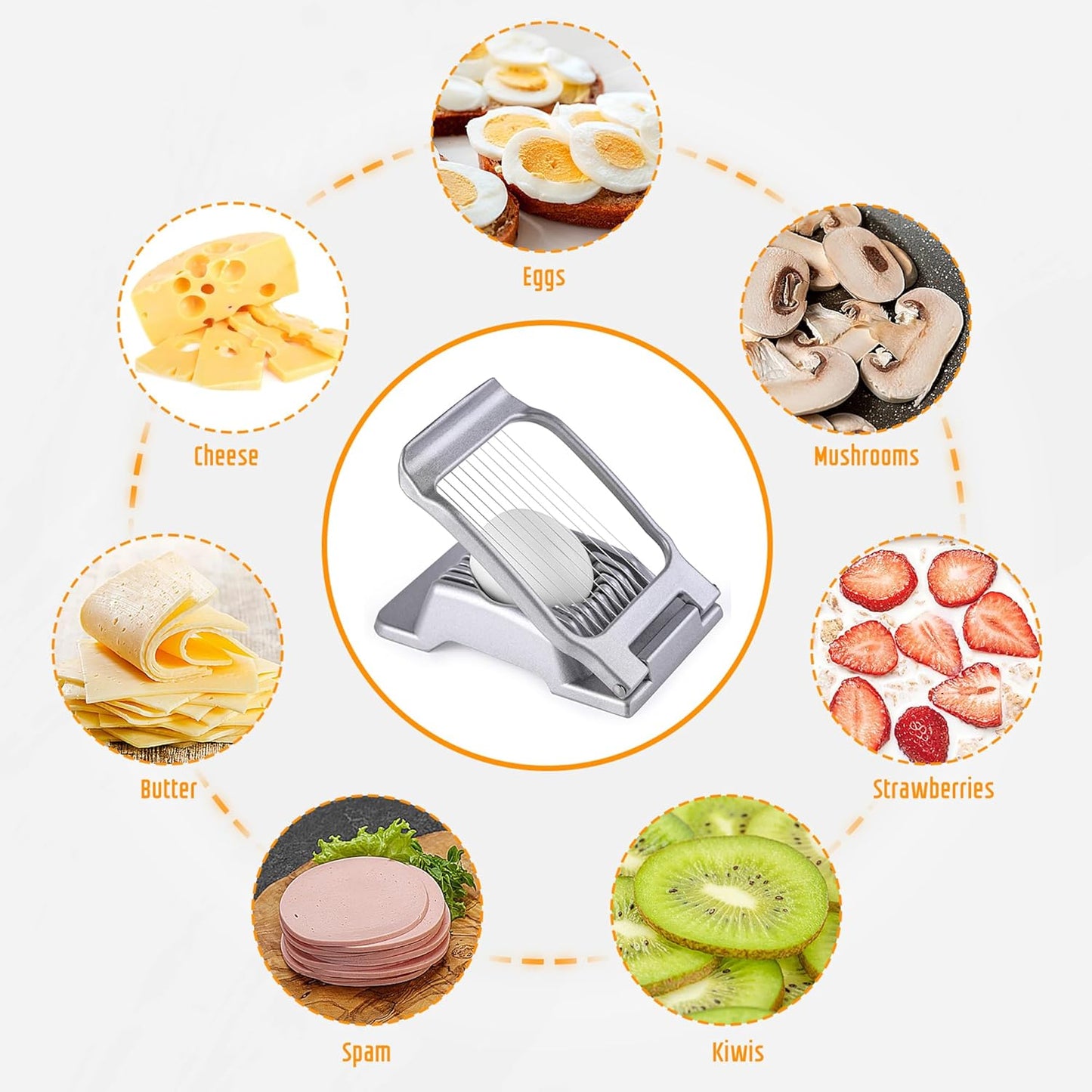 Egg Slicer for Hard Boiled Eggs, Stainless Steel Wire, Heavy Duty Aluminium Egg Cutter Dishwasher Safe for Egg Strawberry Soft Fruit