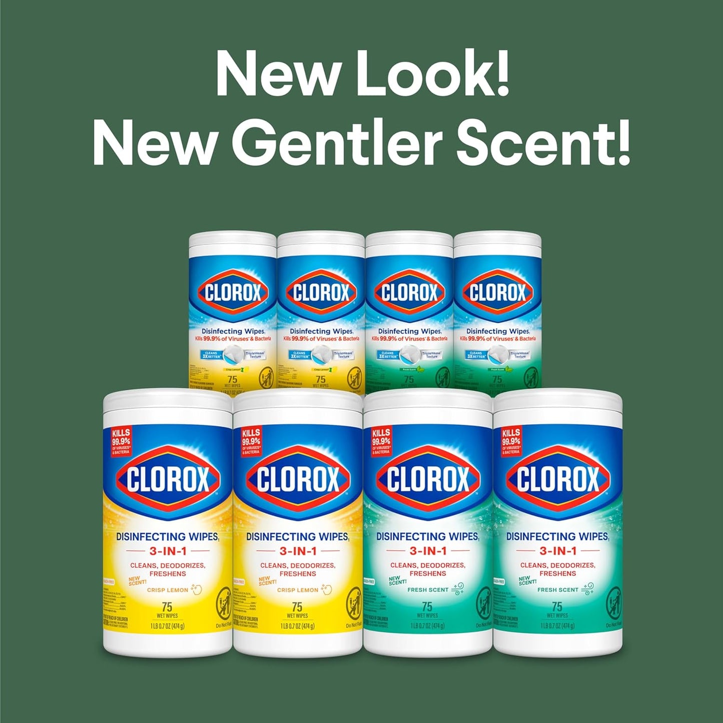 Clorox Disinfecting Cleaning Wipes Variety Pack, 75 Count Each, Pack of 4 (Package May Vary)