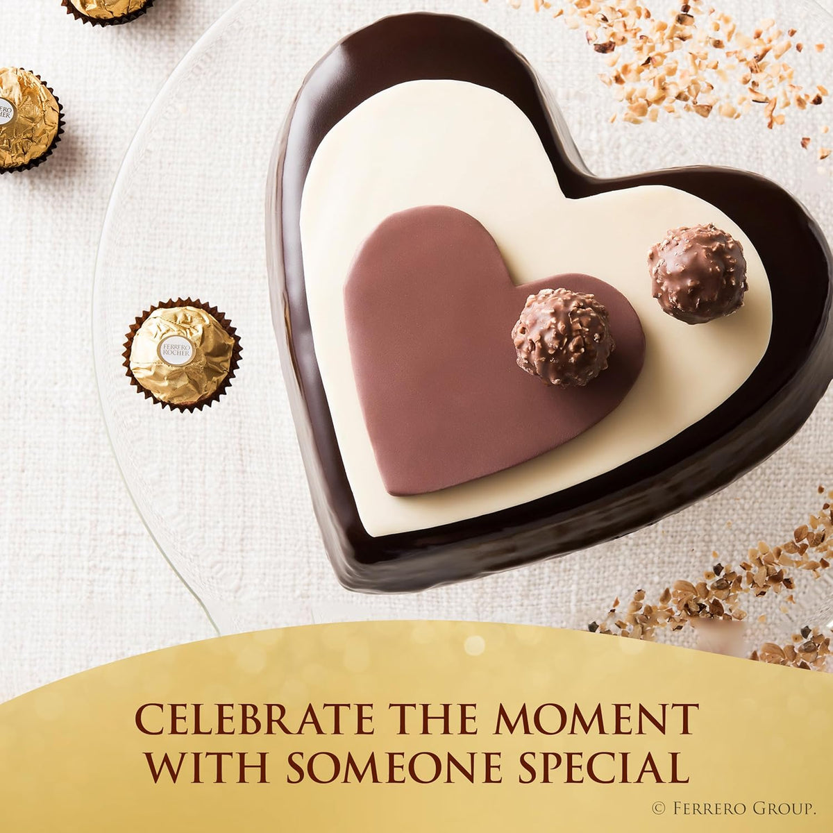 Ferrero Rocher Gourmet Hazelnut Milk Chocolate Valentine's Day Gift Box, 24 Individually Wrapped Chocolates for Gifting, 10.6 oz