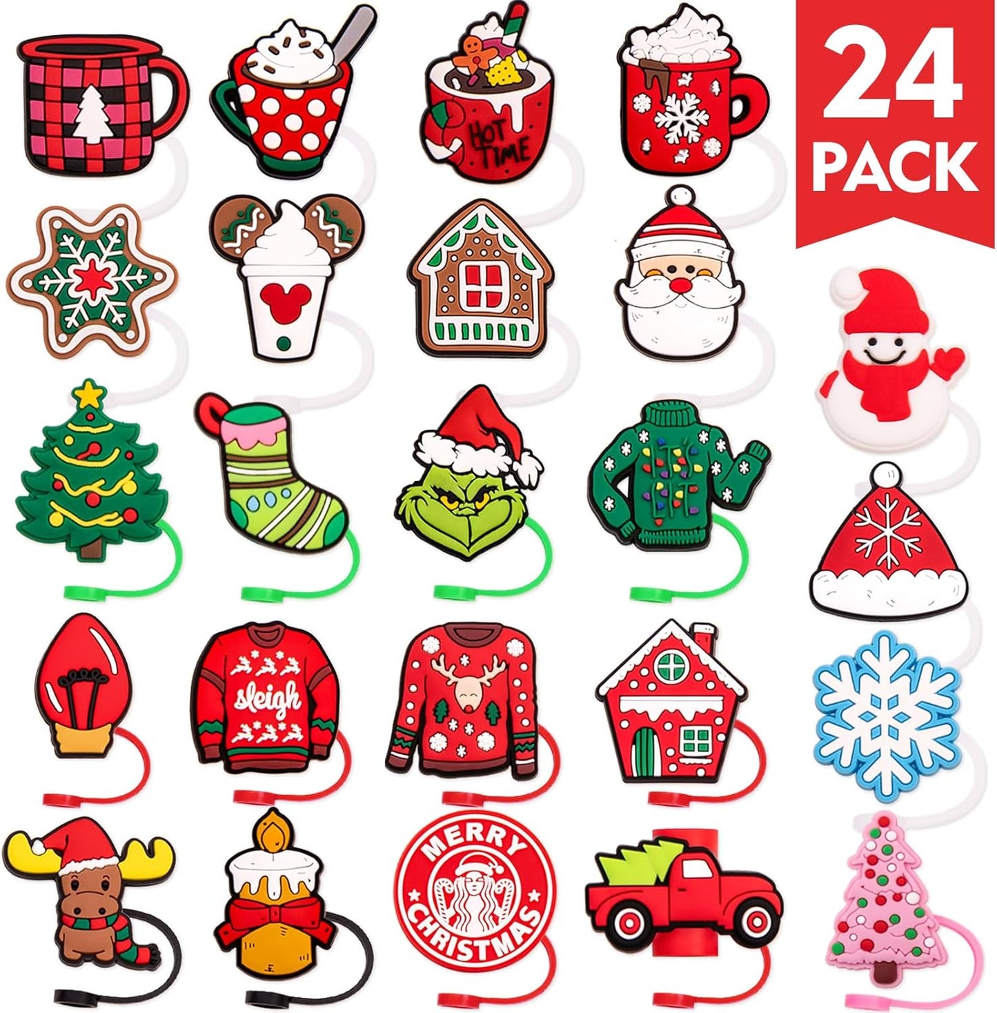 Advent Calendar 2025 - Christmas Countdown Calendars 24 Days of Surprises with 10mm Straw Toppers - Straw Cover Caps Funny Gifts for Cup 30Oz 40Oz Tumbler Kids Teens Boys Girls Adults