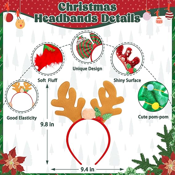 Christmas Headbands and Costume Headwear, Xmas Santa Christmas Accessories Decorations Party Favors for Women