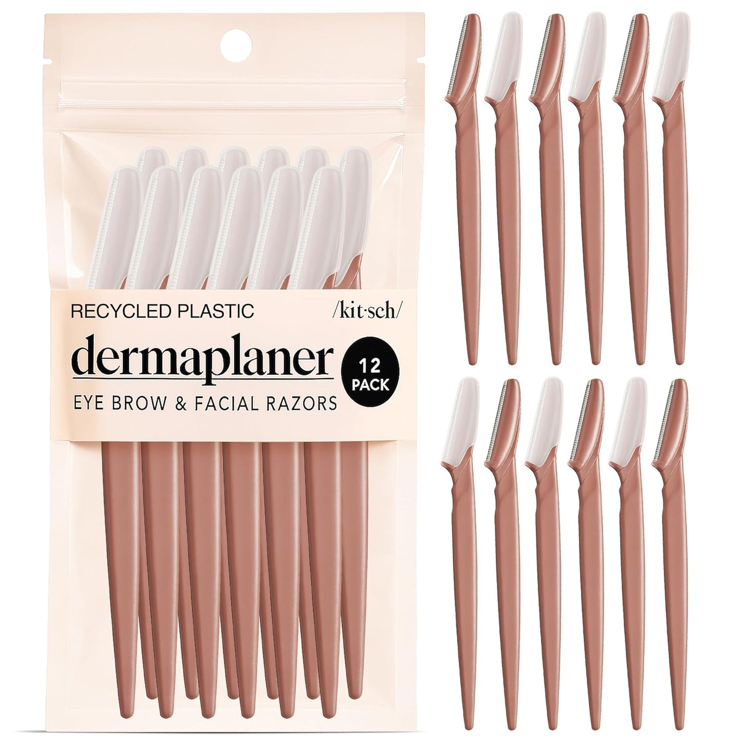 Kitsch Dermaplane Razor for Women Face – Face Razors for Women & Men, Eyebrow Trimmer & Face Shaver – Exfoliating Facial Razor & Skin Care Tool for Smoother Skin - Terracotta, 12 pcs