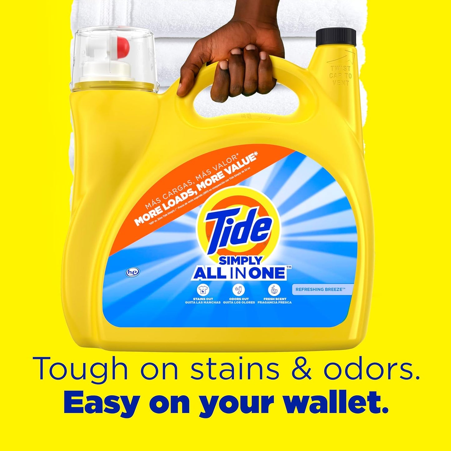 Tide Simply Liquid Laundry Detergent, Refreshing Breeze Scent, 138 Loads, 182 fl oz, All-In-One Detergent