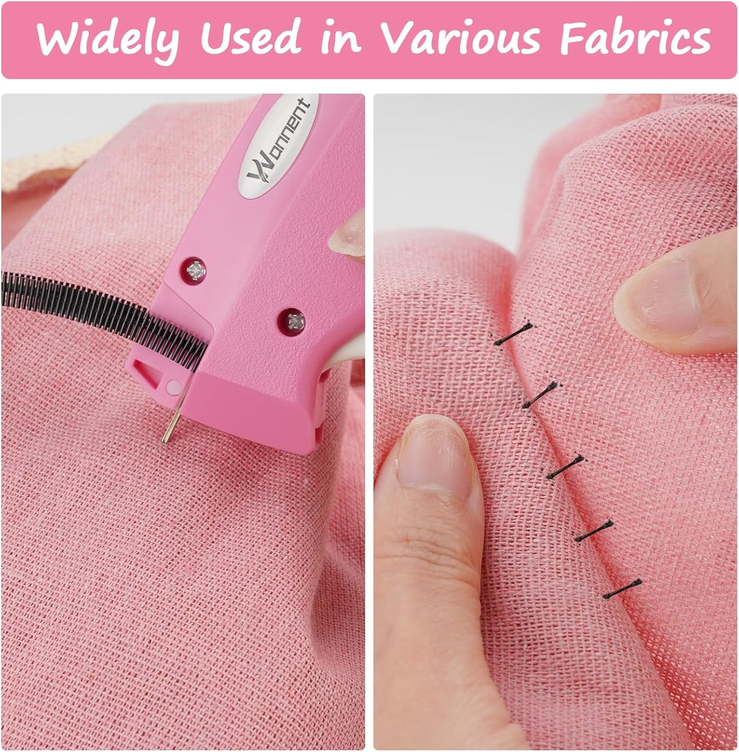 Stitch Gun for Clothes Stitchy Tagging Gun for Clothing Stitchy Quick Clothing Fixer -Includes 1,000 Black Fasteners & 1,000 White Fasteners & 6 Needles(hotpink+White)