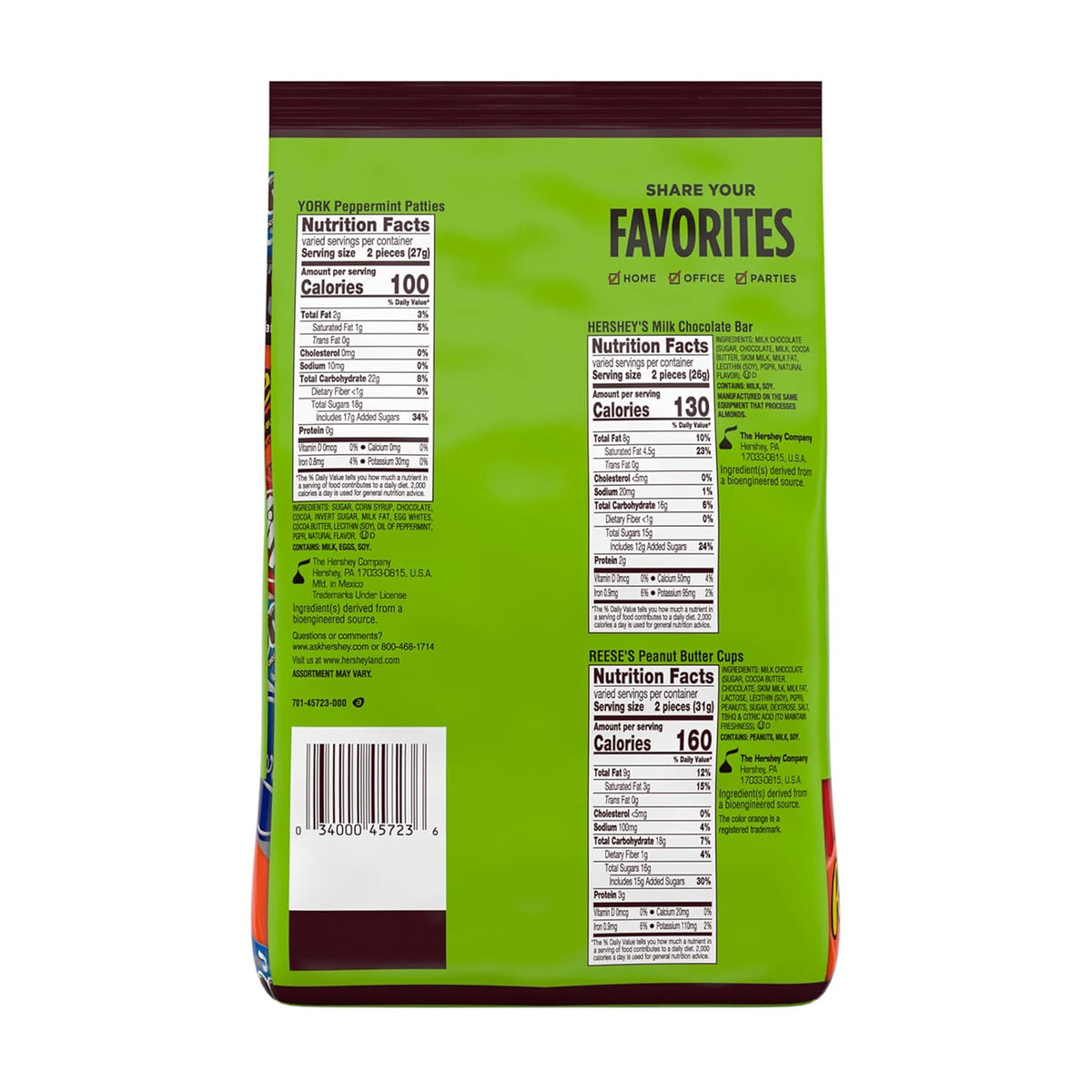HERSHEY'S Assorted Chocolate Flavored Candy Party Pack, 30.22 oz, 1.96 Pounds