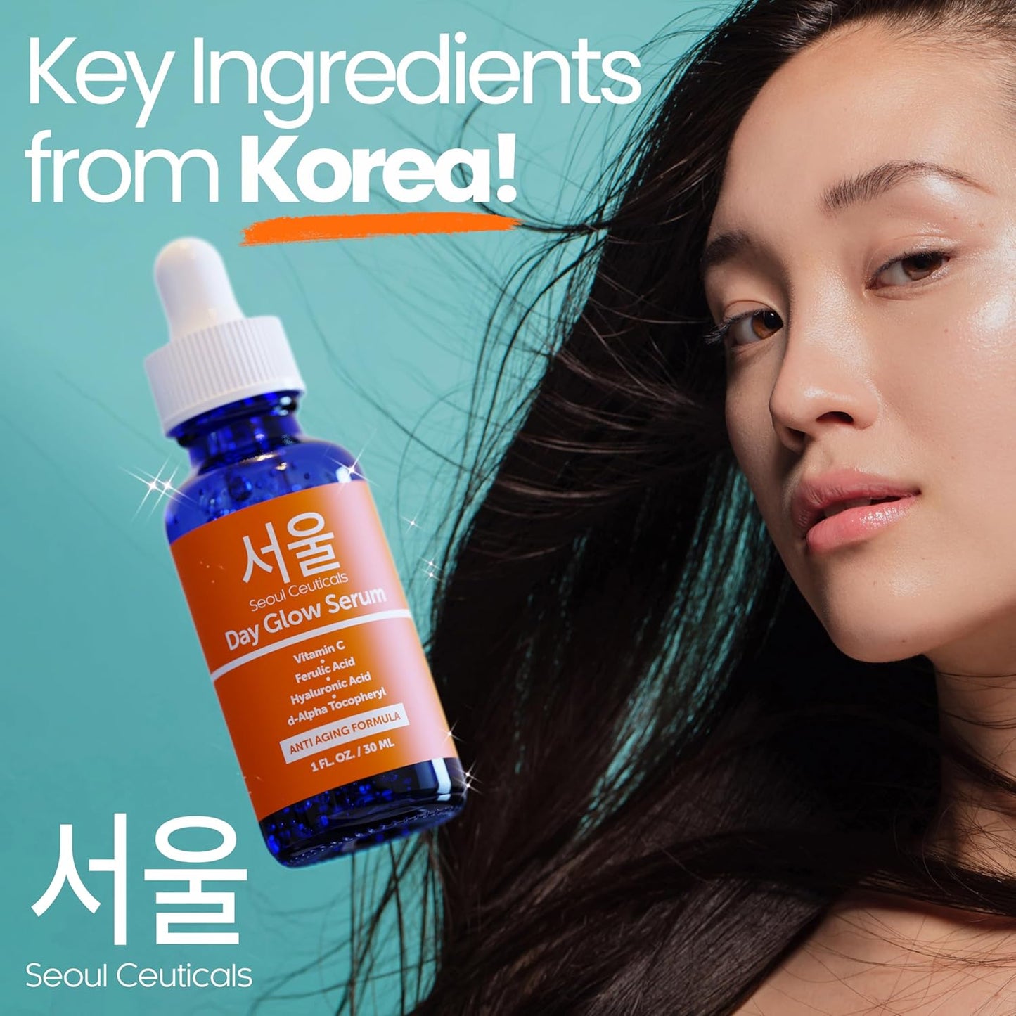SeoulCeuticals 20% Vitamin C & Hyaluronic Acid Serum - Anti-Aging & Wrinkle 1oz - Cart Shape