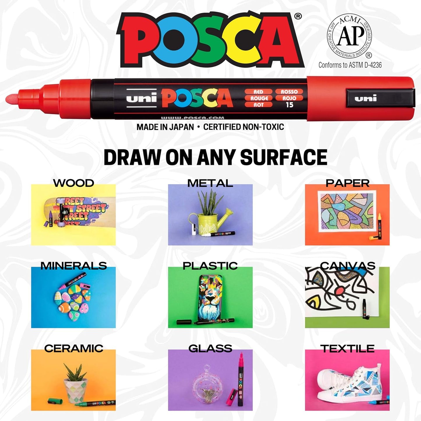 POSCA 8-Color Paint Marker Set, PC-5M Medium