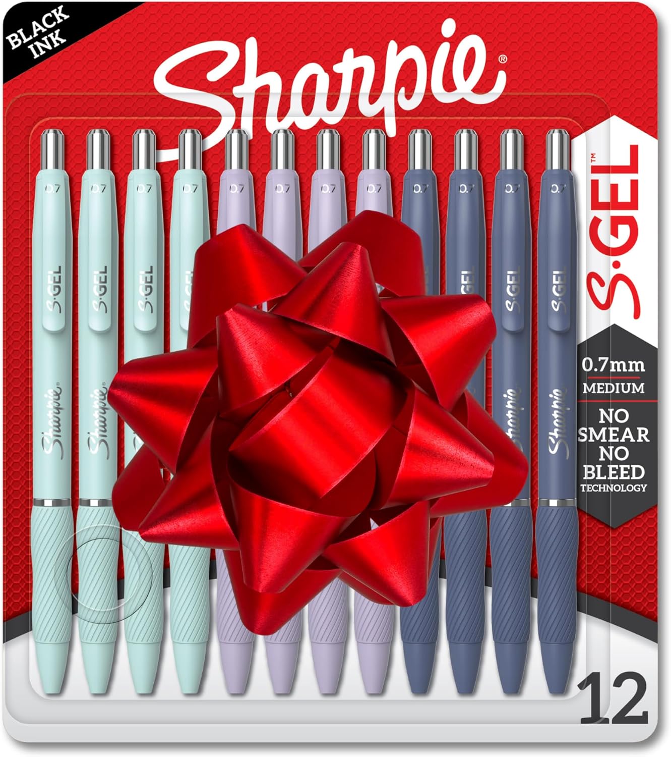 Sharpie S-Gel, Gel Pens, Medium Point (0.7mm), Assorted Fashion Barrels, Black Ink, 12 Count - Office, Teacher, School Supplies