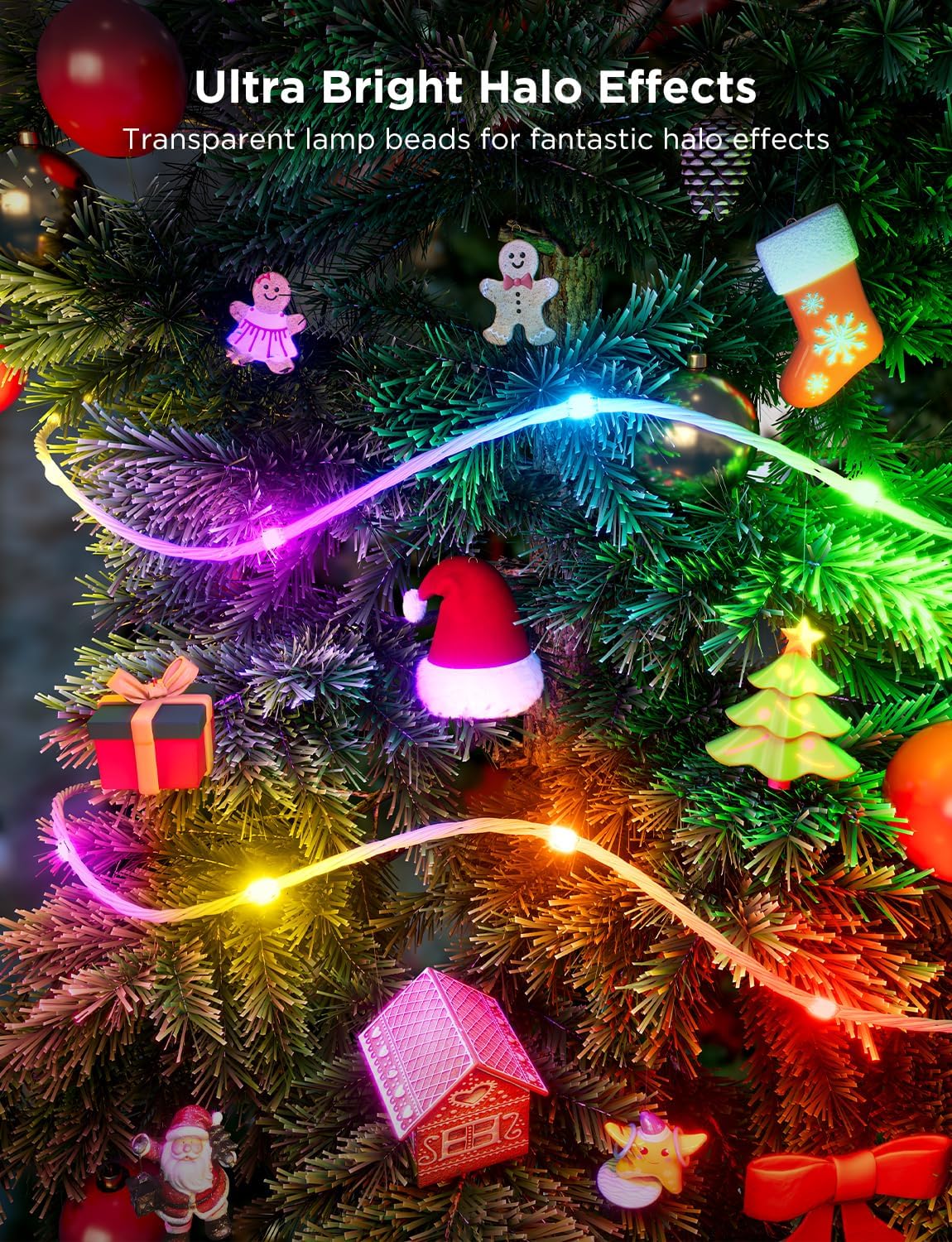 Govee Christmas Lights 66ft, Smart RGBIC String Lights App-Controlled, 125+ Scene Modes, IP65 Waterproof, Sync with Music, Works with Alexa, Holiday Party Decorations Indoor Outdoor