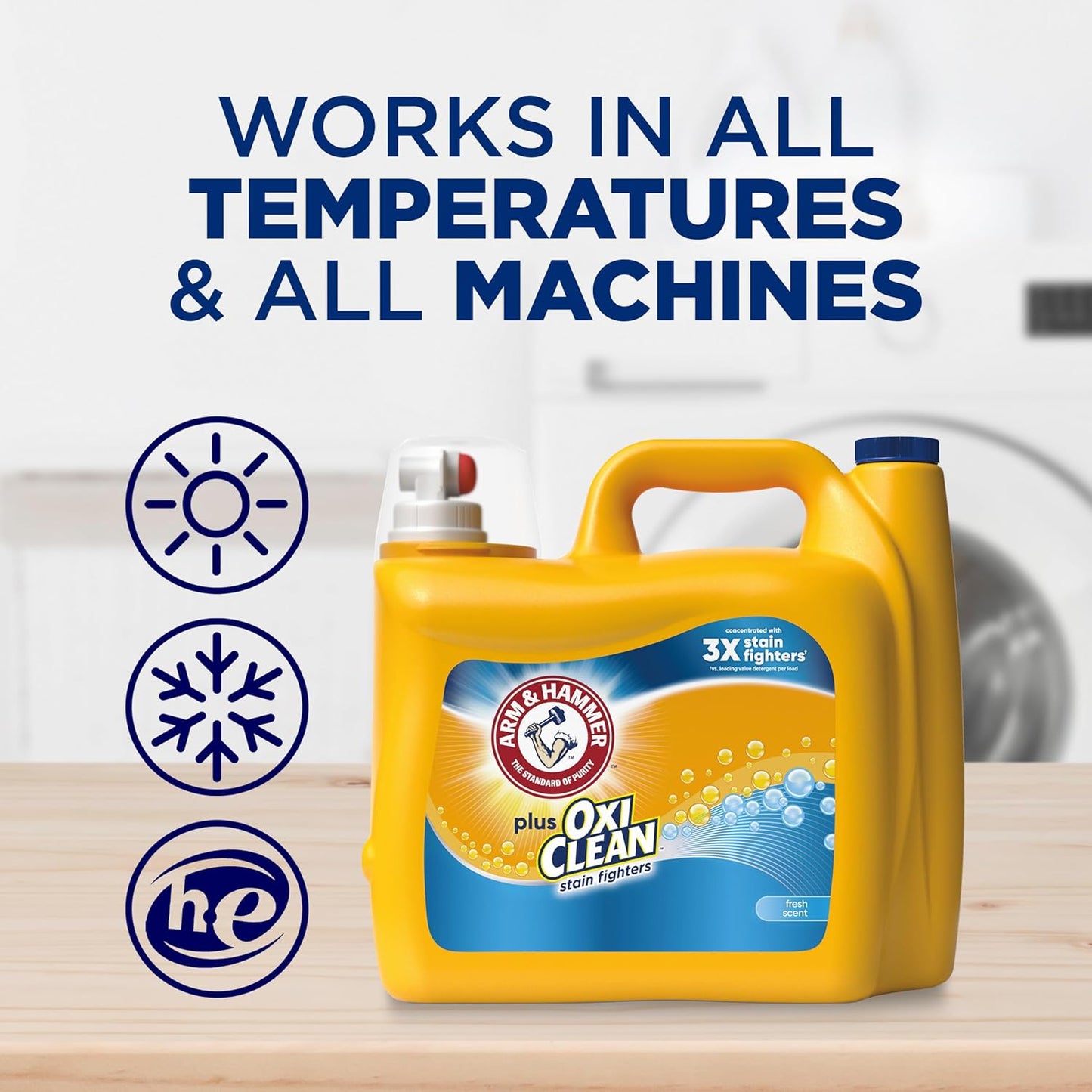 Arm & Hammer Plus OxiClean Fresh Scent, 128 Loads Liquid Laundry Detergent, 166.5 Fl oz