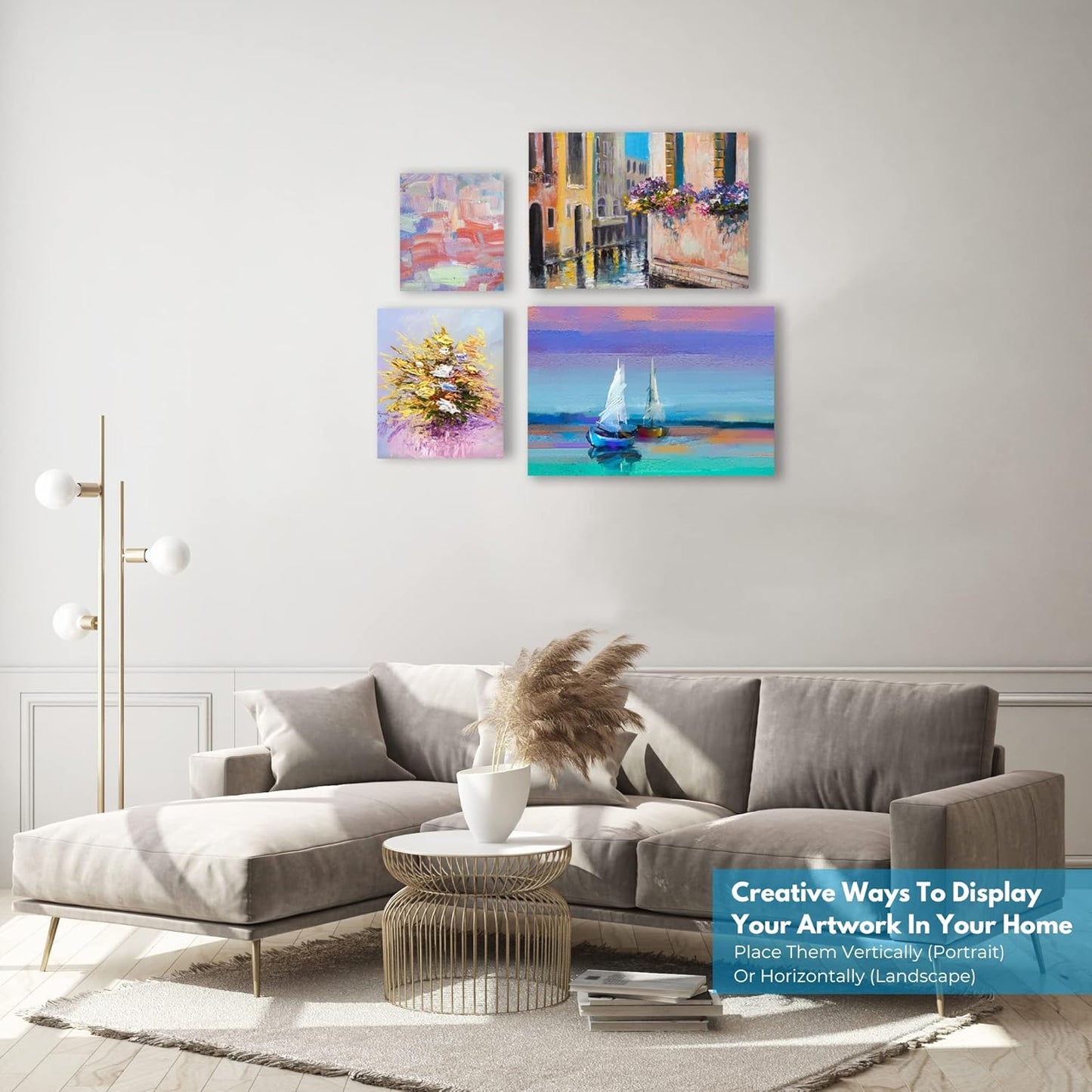 KEFF 24-Pack Canvas for Painting, 6 of 5x7, 8x10, 9x12,11x14 Painting Canvas Boards, Art Supplies for Adults & Kids - 100% Cotton Primed Canvases for Painting Acrylic, Oil, Watercolor, Tempera