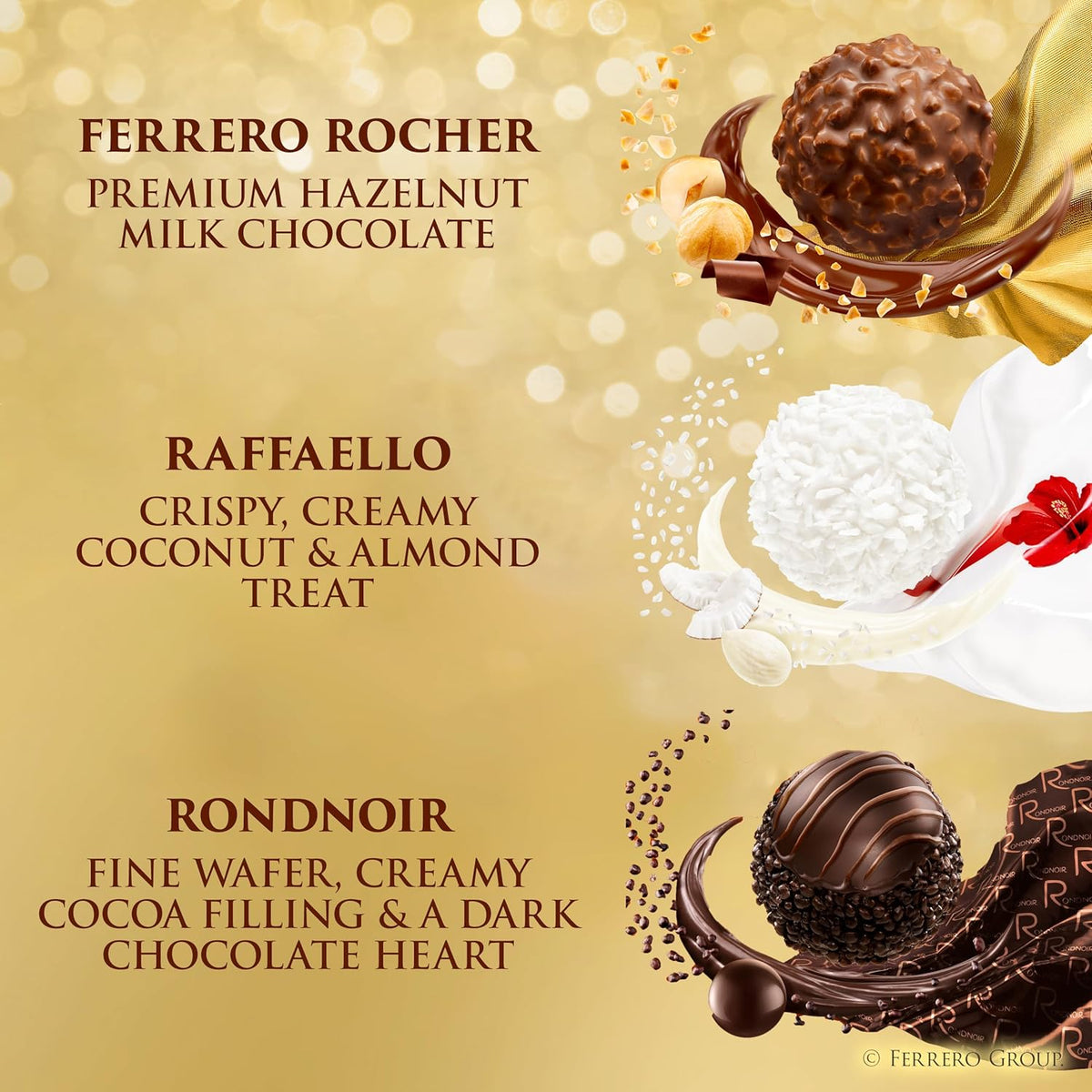 Ferrero Collection Gourmet Gift Box, 16 Assorted Confections with Hazelnut, Dark Chocolate and Coconut, 6.1 oz
