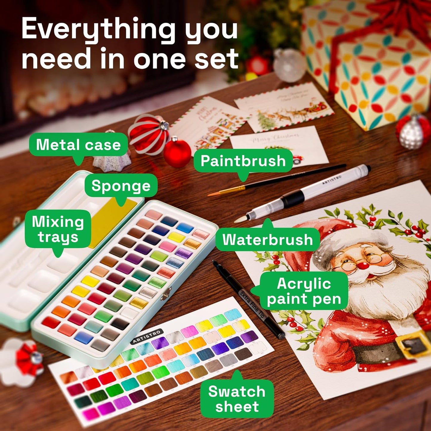 ARTISTRO Watercolor Paint Set - Portable Paint Kit - Perfect for Gifting to Adults, Teens, Tweens, & Kids