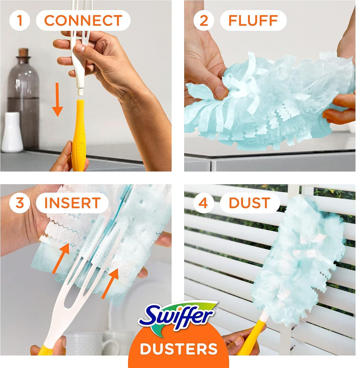 Swiffer Dusters Refill for Cleaning, Feather & Microfiber Duster Disposable Alternative, for Dusting Furniture, Blinds, Ceiling Fans, Walls, Helps Remove Allergens, Lavender, 18ct