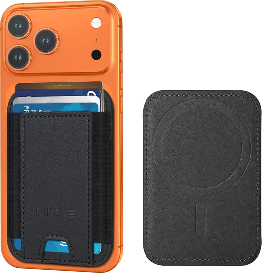 for MagSafe Wallet, Stronger Magnetic Wallet for iPhone 17/16/15/14/13/12 Series, 7 Cards Holder, Magnetic Phone Wallets, Vegan Leather Minimalist Slim RFID for iPhone Wallets, 1 Slot, Black & Black