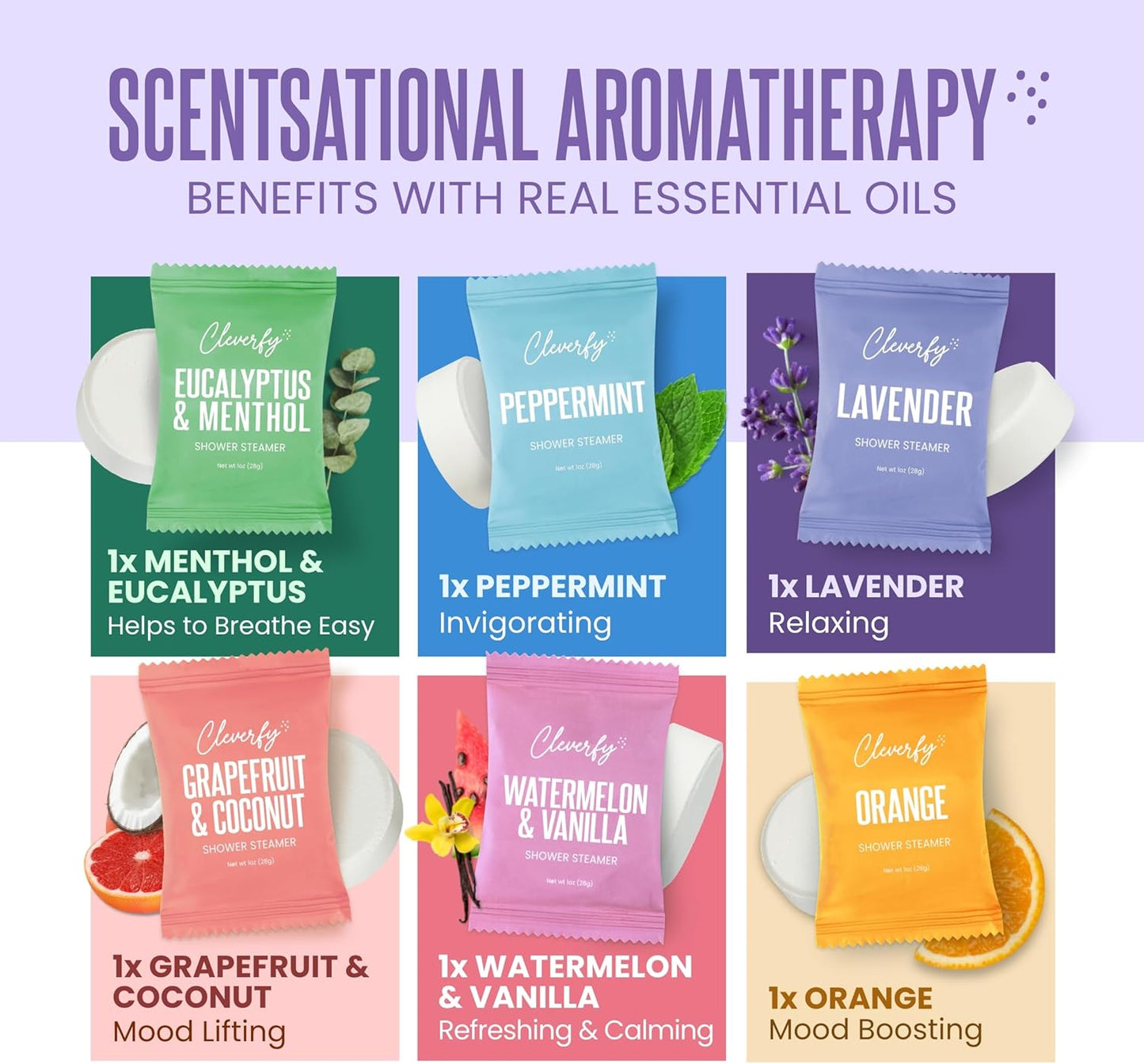 Cleverfy Shower Steamers Aromatherapy - Valentines Day Gifts for Her, Him, Women, Daughter, Mom, Girlfriend, Wife, Teen Girls and Boys - Valentines Gifts for Her, Him, Women and Men - 6 Tablets