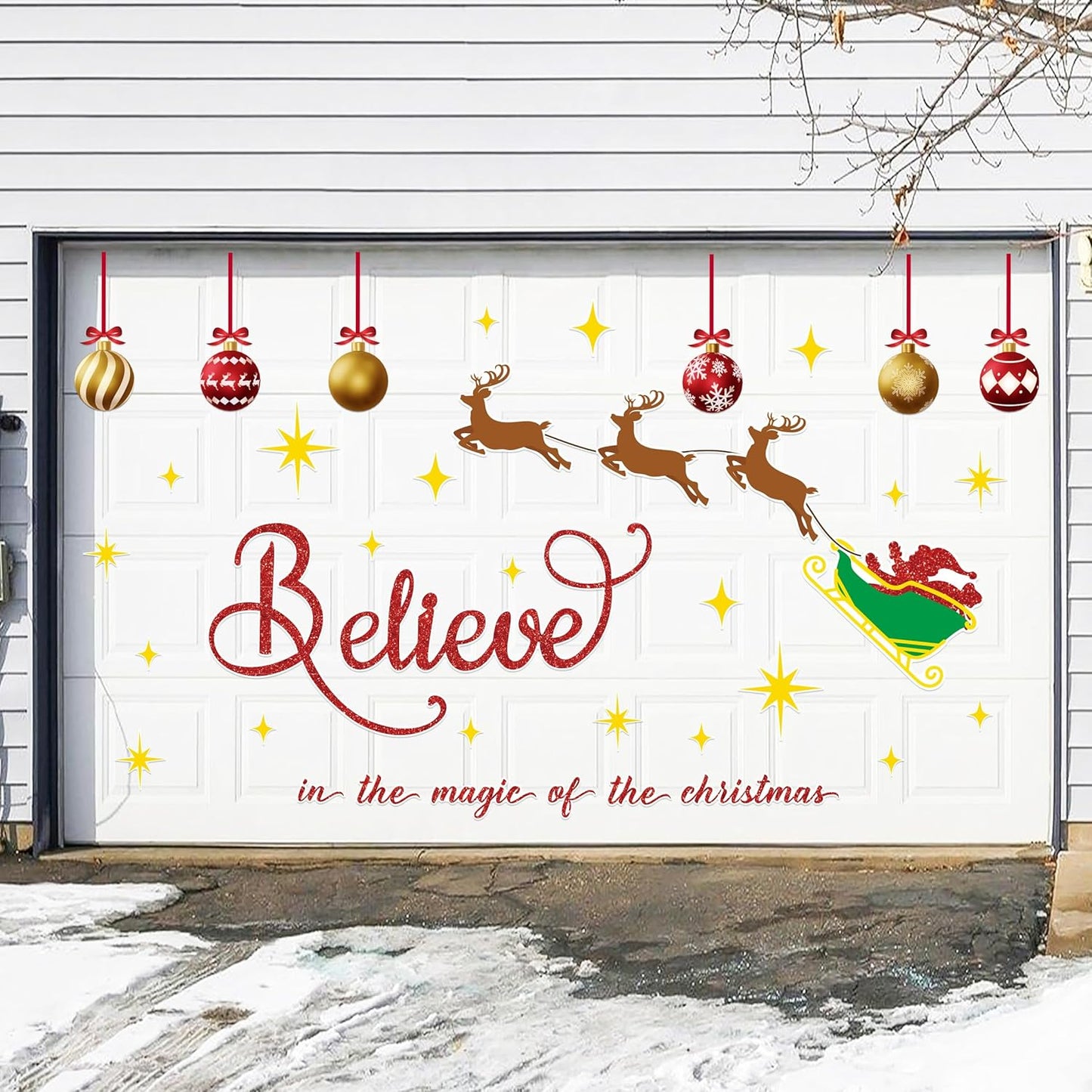 45PCS Christmas Garage Door Decorations Magnets - Believe Santa Reindeer Xmas Holiday Refrigerator Fridge Kitchen Decor