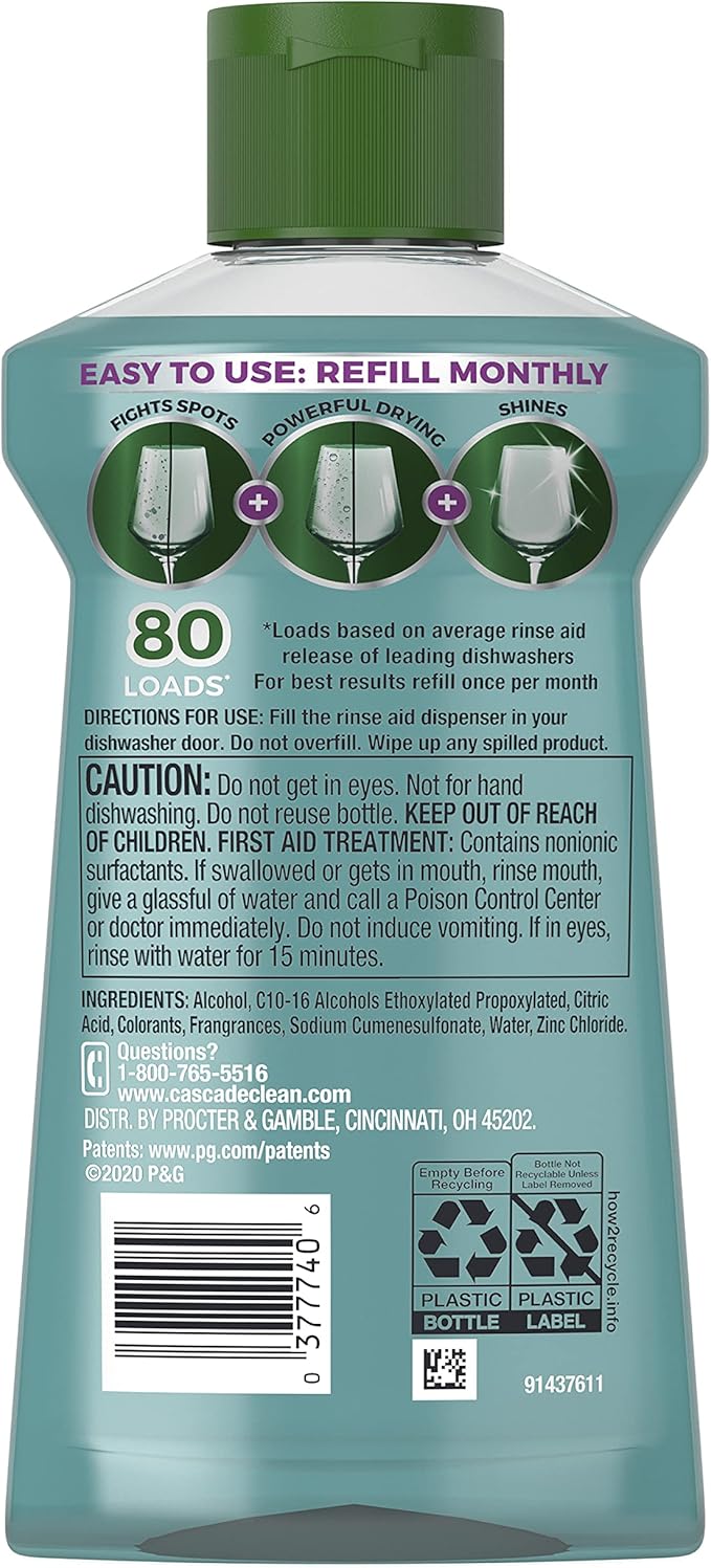 Cascade Platinum Dishwasher Rinse Aid, 8.45 fl oz