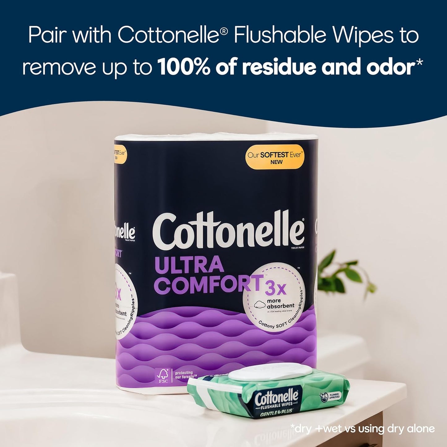 Cottonelle Ultra Comfort Toilet Paper, Strong Toilet Tissue, 9 Mega Rolls