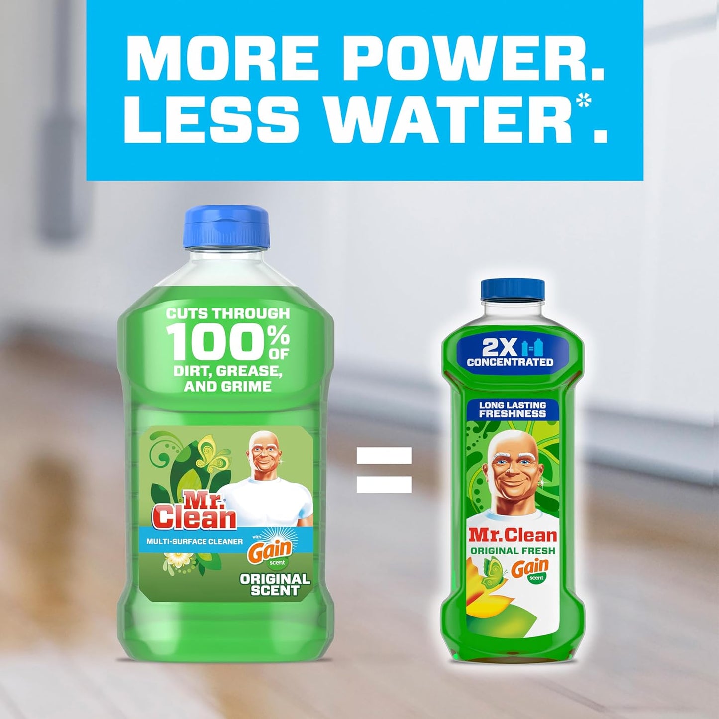 Mr. Clean All Purpose Cleaner, Floor Cleaner for Mopping Home, Bathroom, & Kitchen, Cleaning Liquid for Mop & Bucket, Cleaning Supplies, Multi-Surface Dilutable, Gain, 41oz
