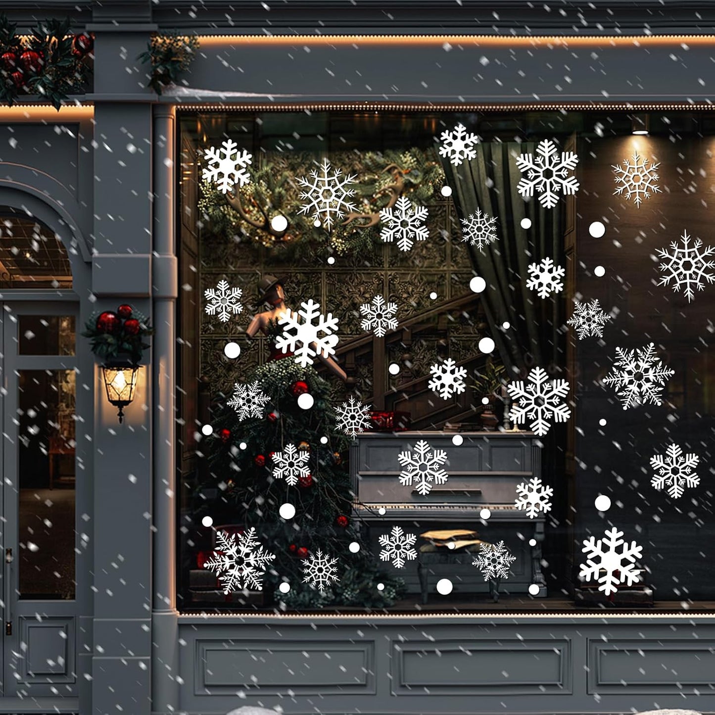 360Pcs Snowflake Christmas Window Clings, Static Christmas Window Stickers Creative White Decorations Winter Xmas Decals Party Supplies(8-Sheet)