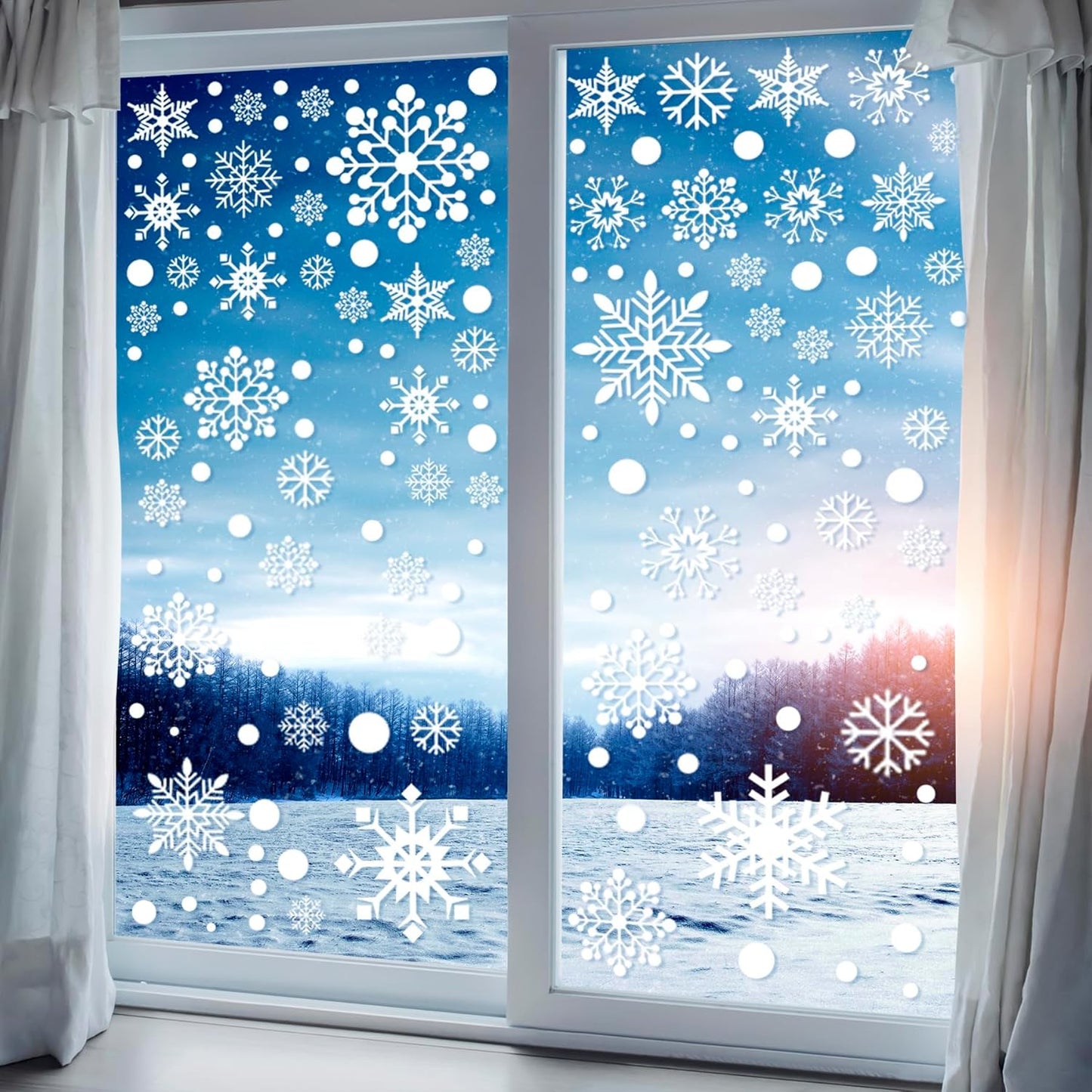 321pcs Christmas Window Decals - 9 Sheets of Snowflakes, Winter & Holiday Designs for Glass Windows