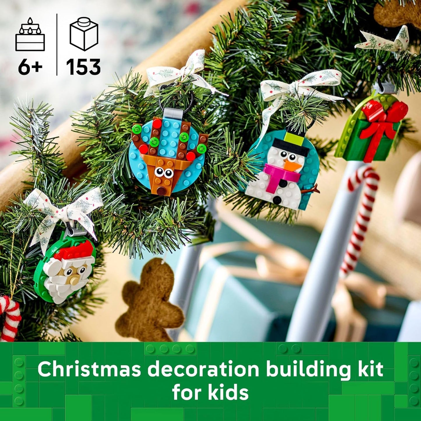 LEGO Christmas Ornament Selection Building Toys - Holiday Crafts for Family, Kids, Boys & Girls, Ages 6+ - Hanging Christmas Decorations for Tree - 40744